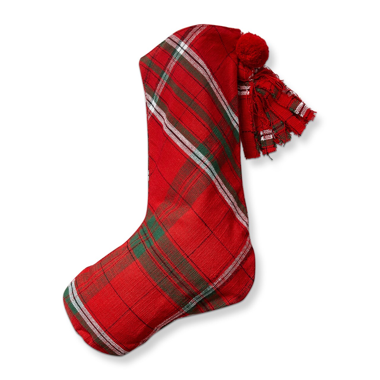 Sleigh Ride Plaid Holiday Stocking Red Multi Cotton Machine Wash 10.5 in x 10.5 in x 0.5 in Perfect for Christmas